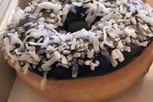 Chocolate Glazed Coconut Flakes Donut