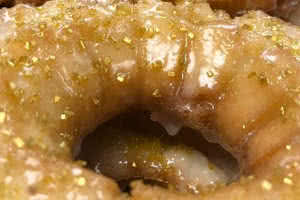 Gold Flakes Old-Fashioned Glaze Donut