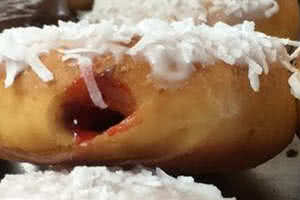 White Coconut Cherry Filled Donut