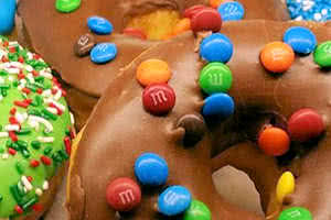 Chocolate Glaze M&Ms Donut