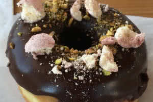 Chocolate Pistachio Rose Donut